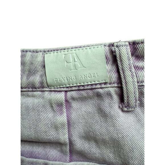 Flying Angel Women’s Wide Leg Jeans 9/29 Lilac Purple Acid Wash Denim Y2K Style - Picture 4 of 6